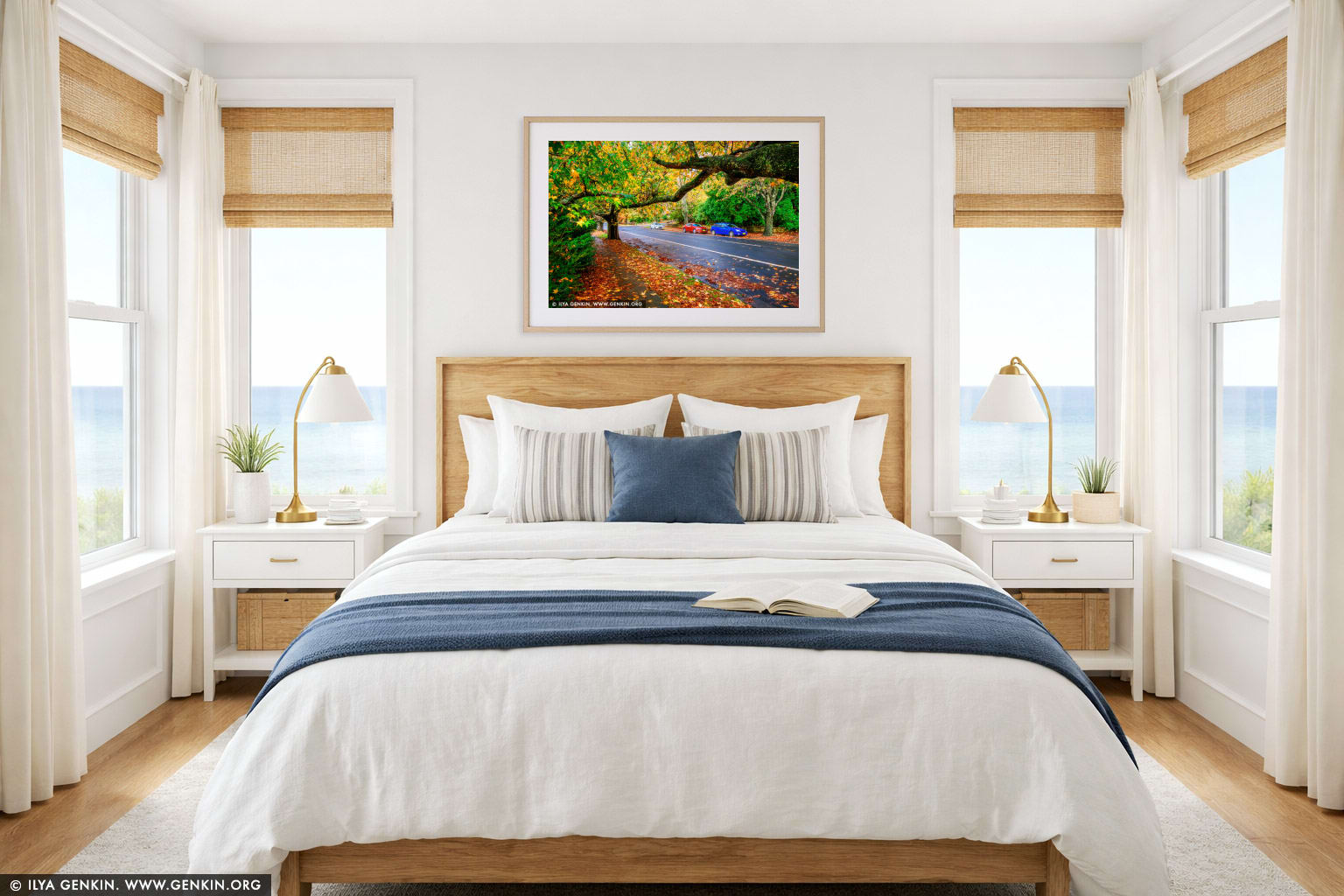 Colourful Autumn in Blackheath wall art in a bedroom interior