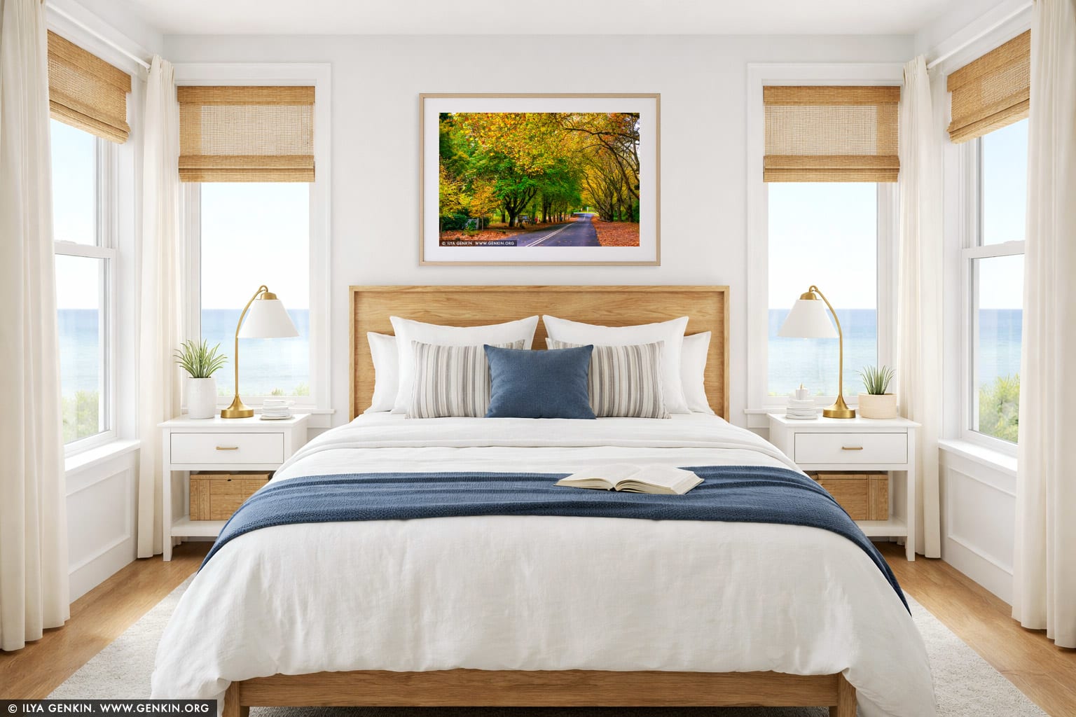 Autumn Avenue in Mount Wilson wall art in a bedroom interior