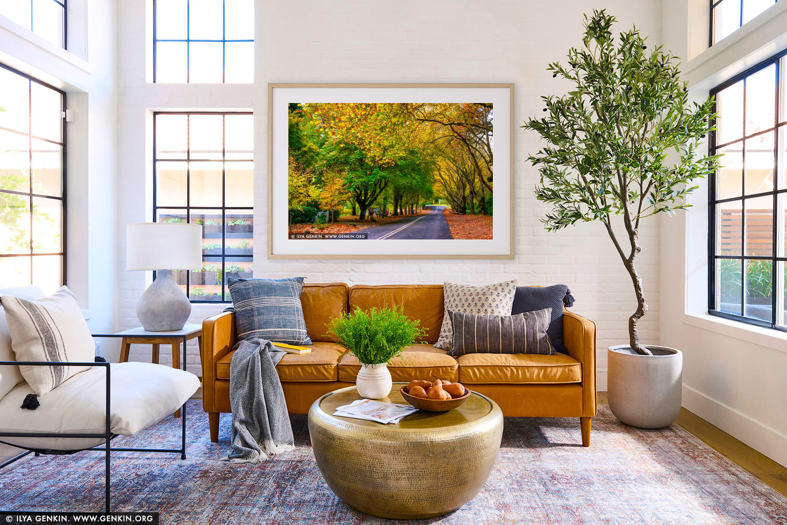 Autumn Avenue in Mount Wilson wall art in a modern living room interior