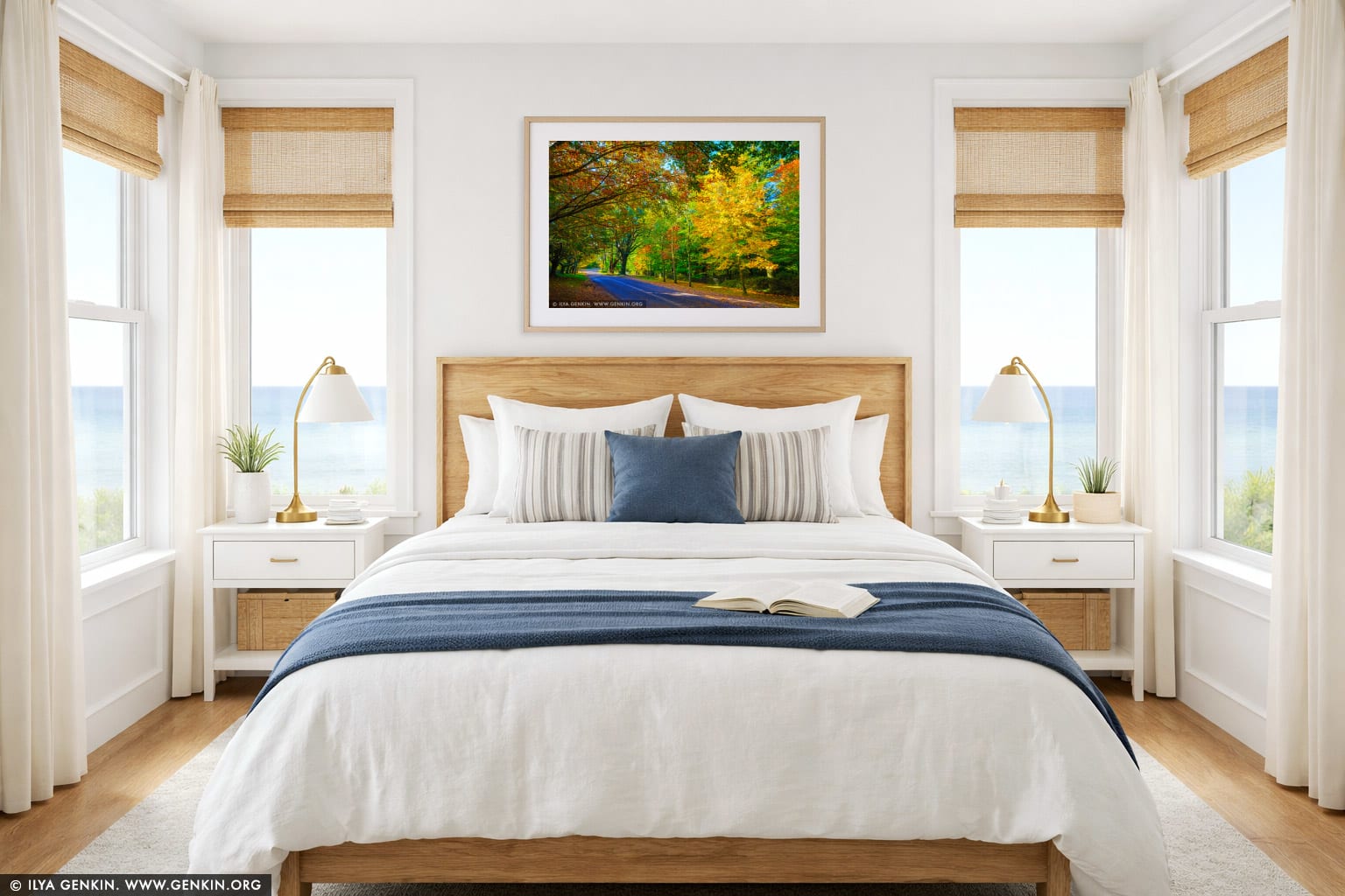 Autumn Avenue in Mount Wilson wall art in a bedroom interior