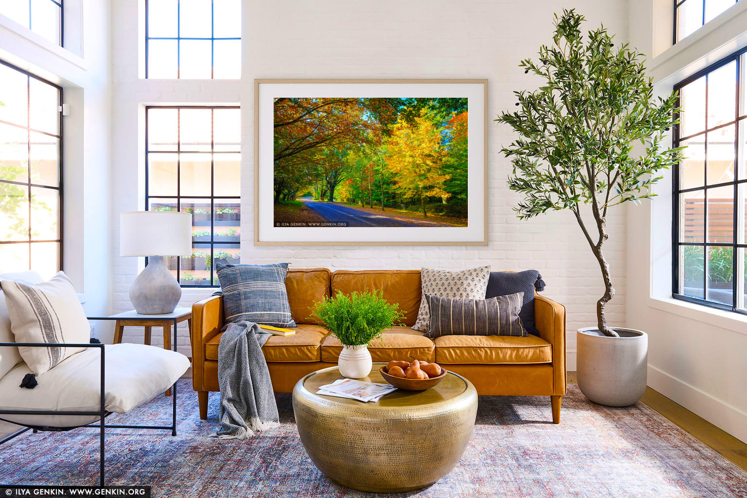 Autumn Avenue in Mount Wilson wall art in a contemporary living room interior