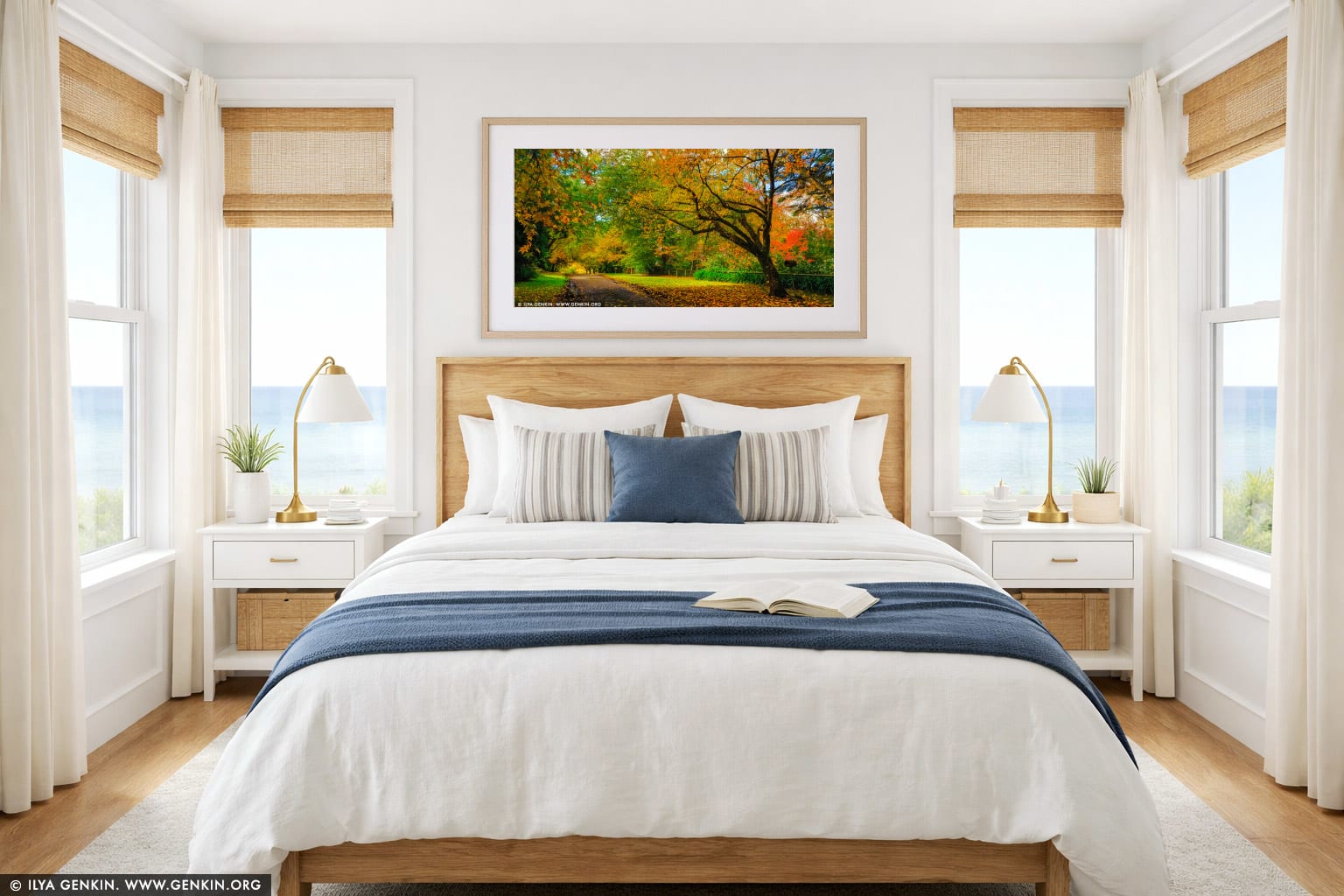 Mount Wilson Autumn Colours wall art in a bedroom interior