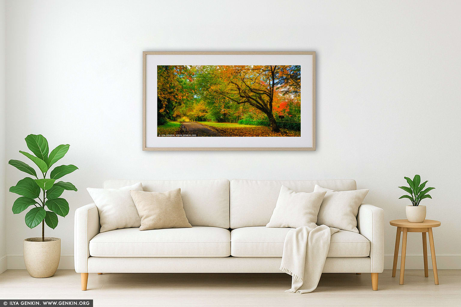 Mount Wilson Autumn Colours wall art in a contemporary living room interior