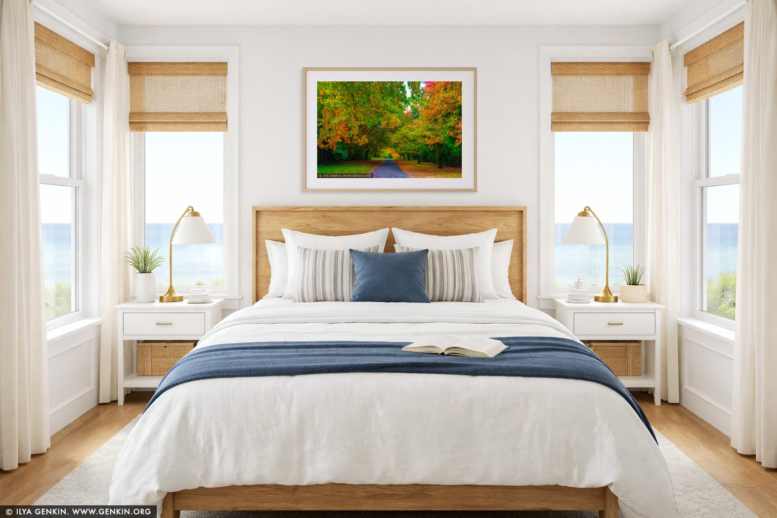 Autumn in Blue Mountains wall art in a bedroom interior