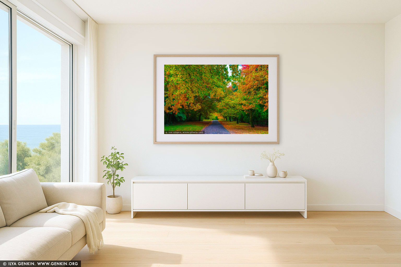 Autumn in Blue Mountains wall art in a luxury living room interior