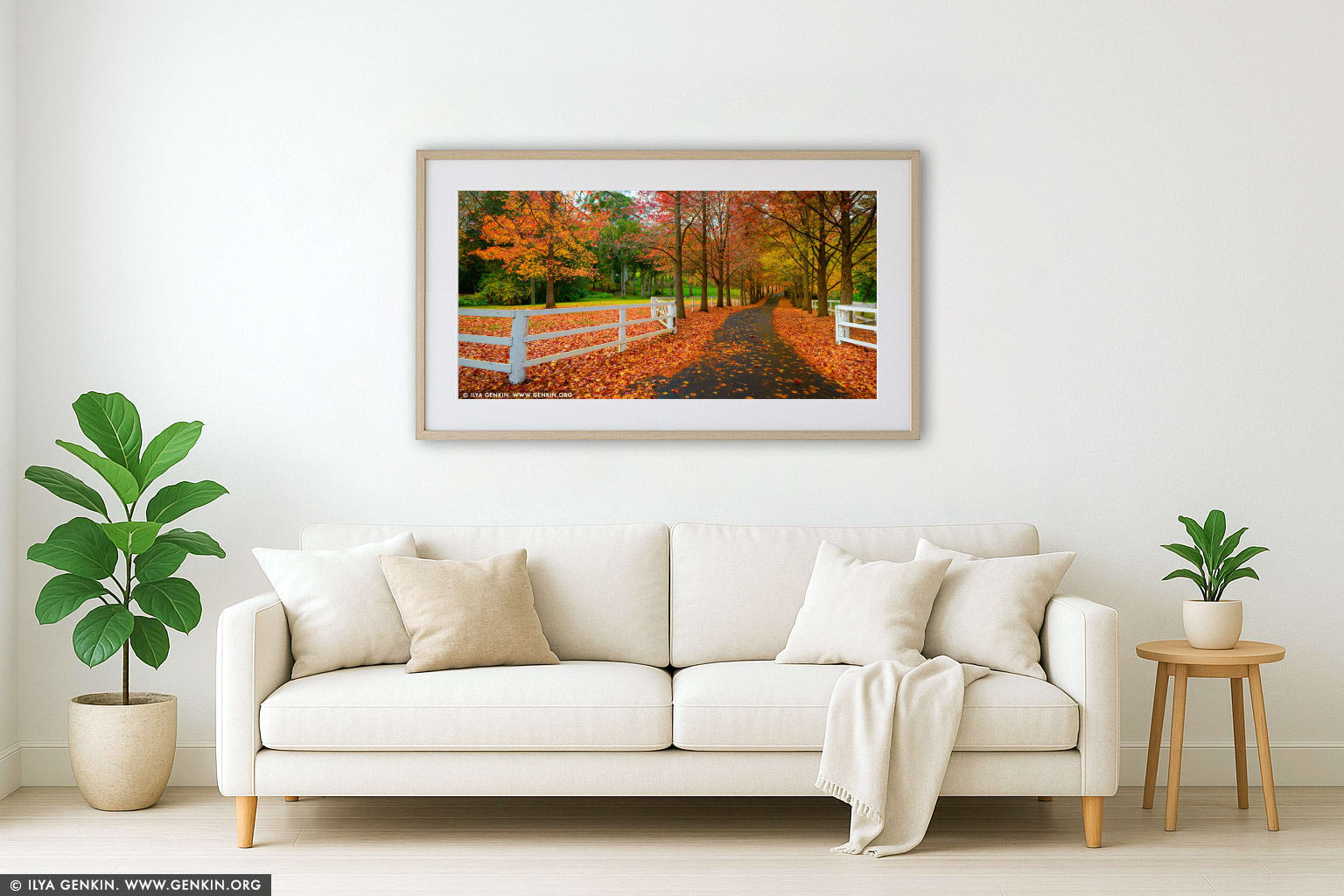 Autumn in Matcham wall art in a modern living room interior