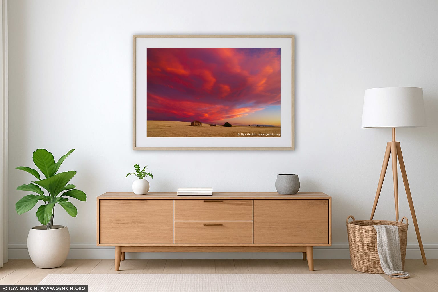 Abandoned Farmhouse at Dusk wall art in a contemporary living room interior