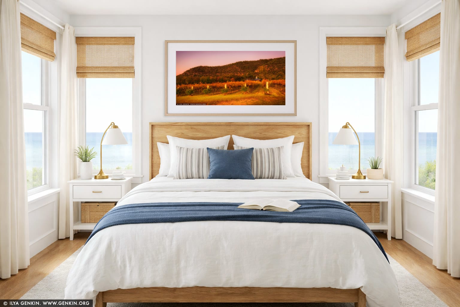 Autumn Colours of Vineyard wall art in a bedroom interior