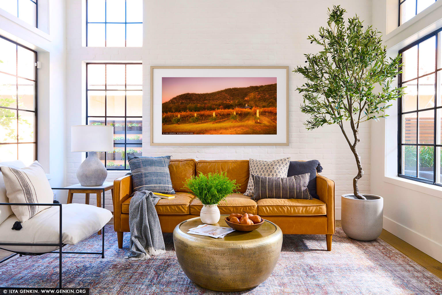 Autumn Colours of Vineyard wall art in a contemporary living room interior