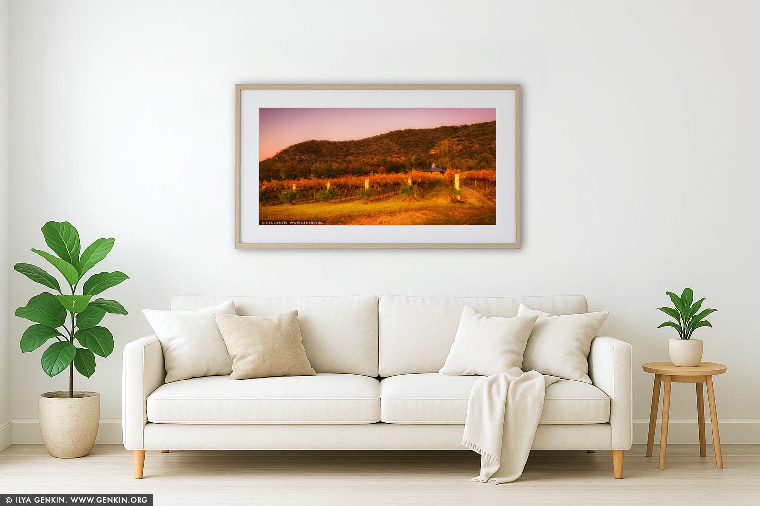 Autumn Colours of Vineyard wall art in a modern living room interior