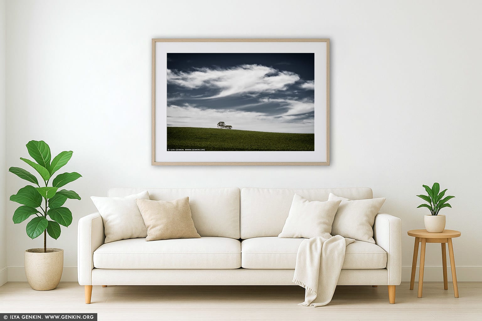 On Hill Top wall art in a contemporary living room interior