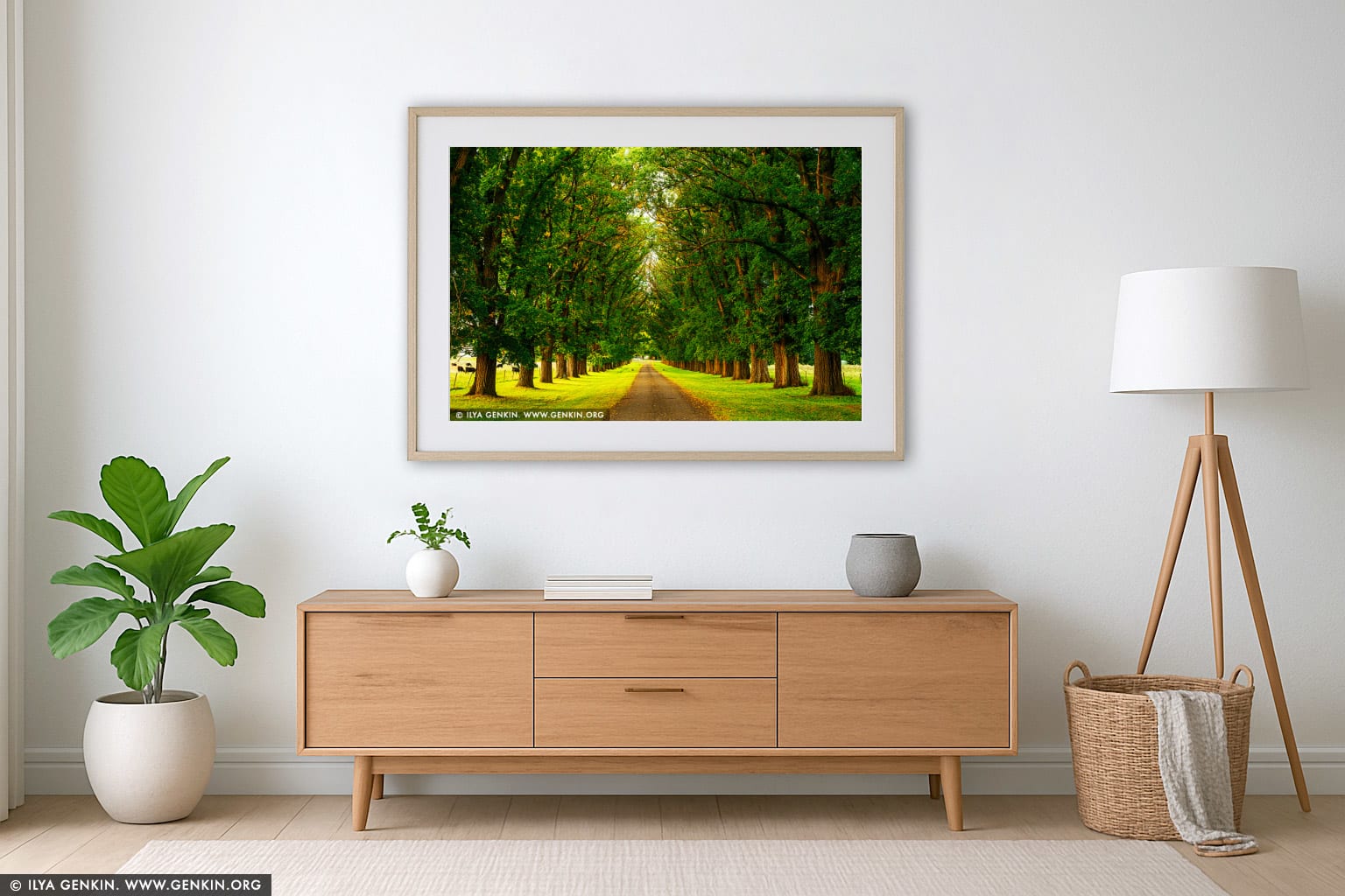 Elm Street at Sunset wall art in a luxury living room interior
