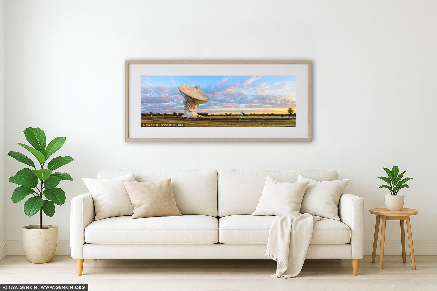 Australia Telescope Compact Array at Sunrise wall art in a modern living room interior