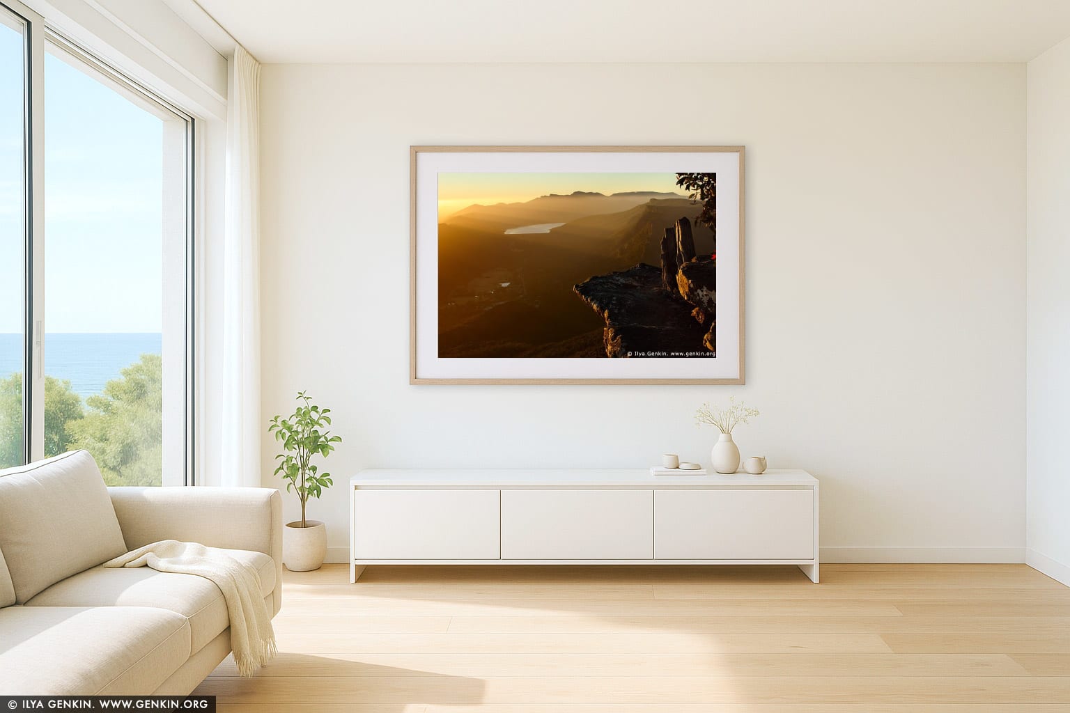 The Grampians National Park (Gariwerd) wall art in a minimalist living room interior