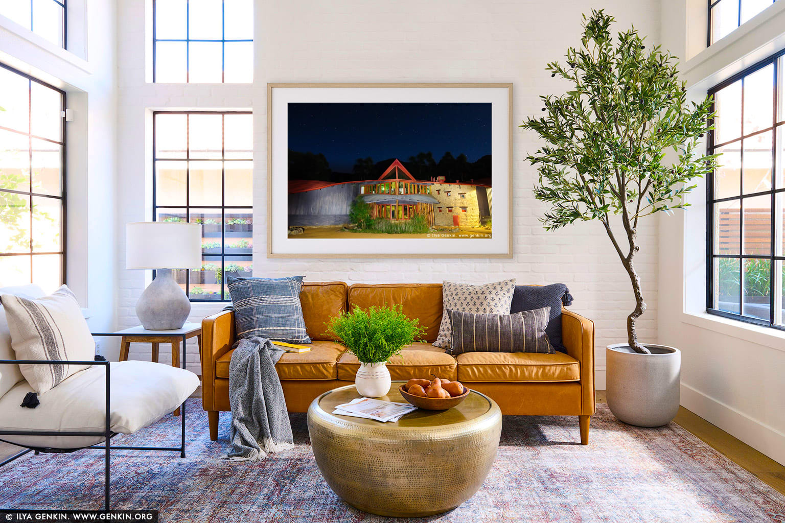 Brambuk - The National Park and Cultural Centre at Night wall art in a modern living room interior