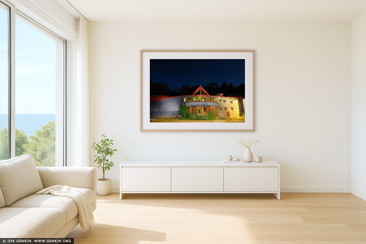 Brambuk - The National Park and Cultural Centre at Night wall art in a modern living room interior