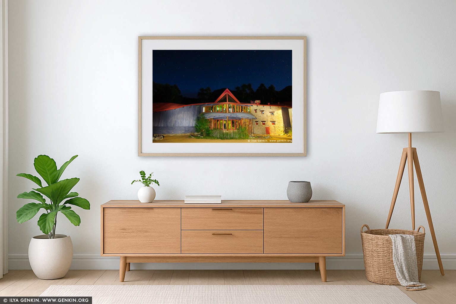 Brambuk - The National Park and Cultural Centre at Night wall art in a contemporary living room interior