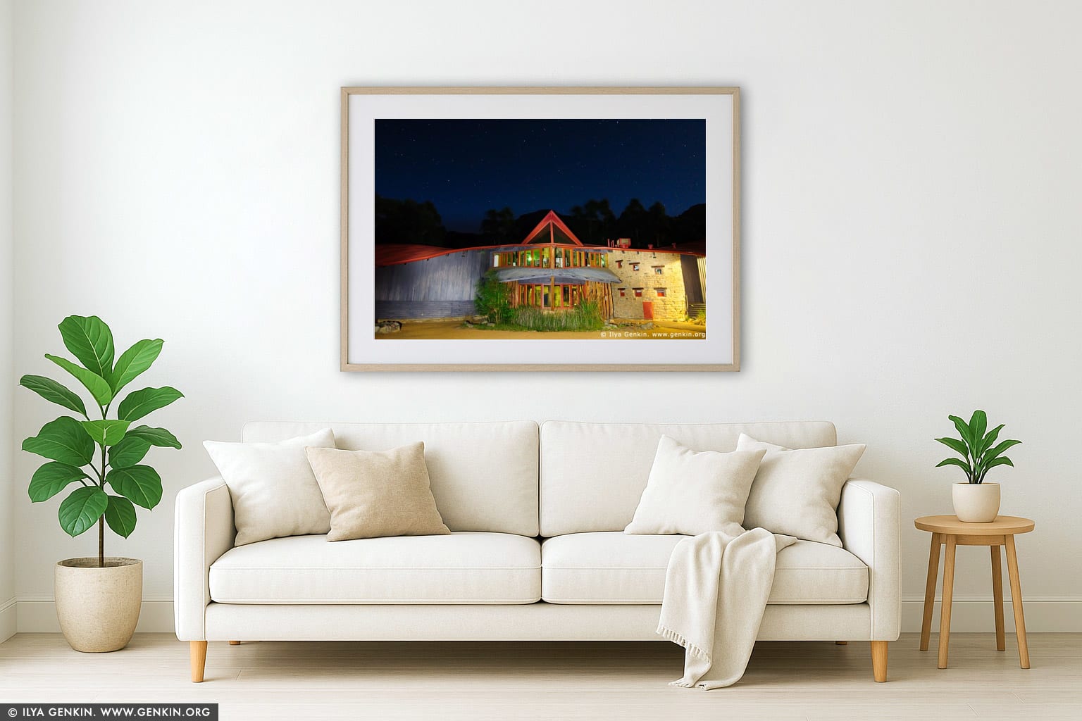 Brambuk - The National Park and Cultural Centre at Night wall art in a luxury living room interior