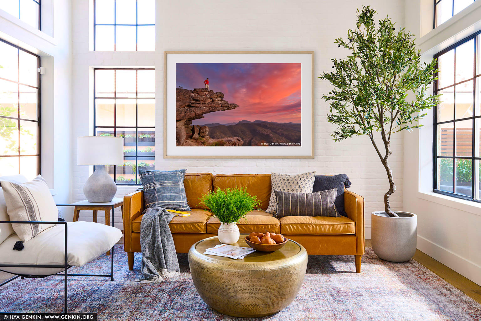 Sunset at the Balconies Lookout (Jaws of Death) wall art in a luxury living room interior