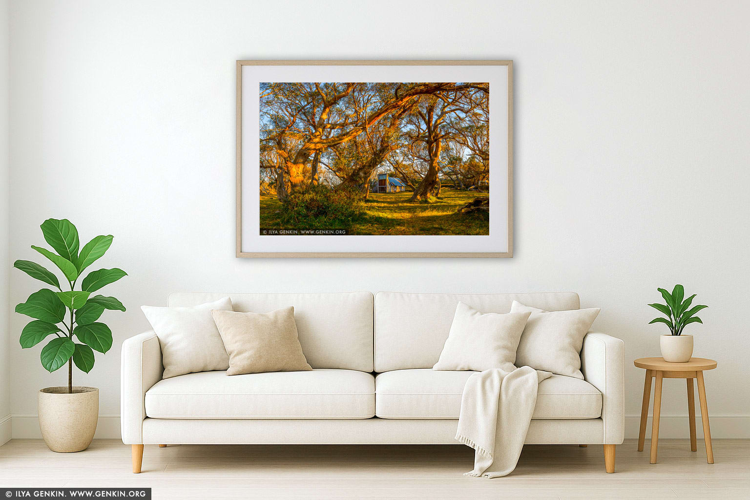 Wallace's Hut wall art in a modern living room interior