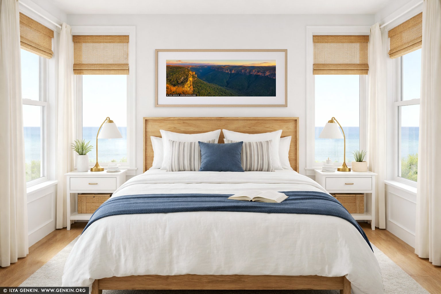 Grose Valley at Sunrise wall art in a bedroom interior