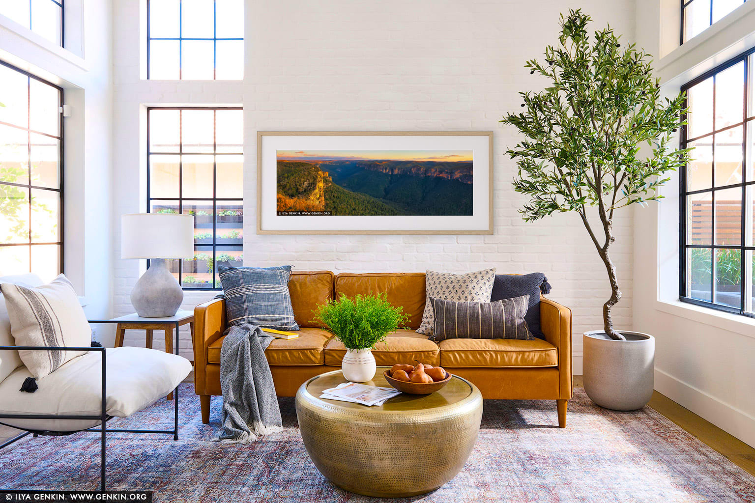 Grose Valley at Sunrise wall art in a contemporary living room interior