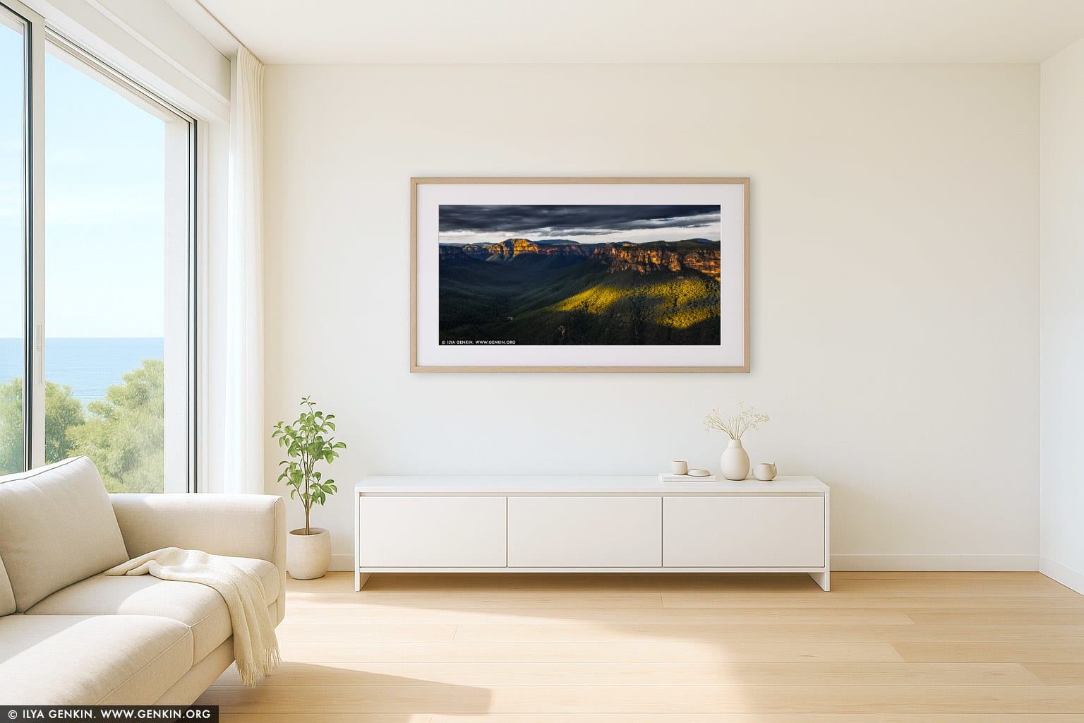 Grose Valley from Evans Lookout wall art in a contemporary living room interior