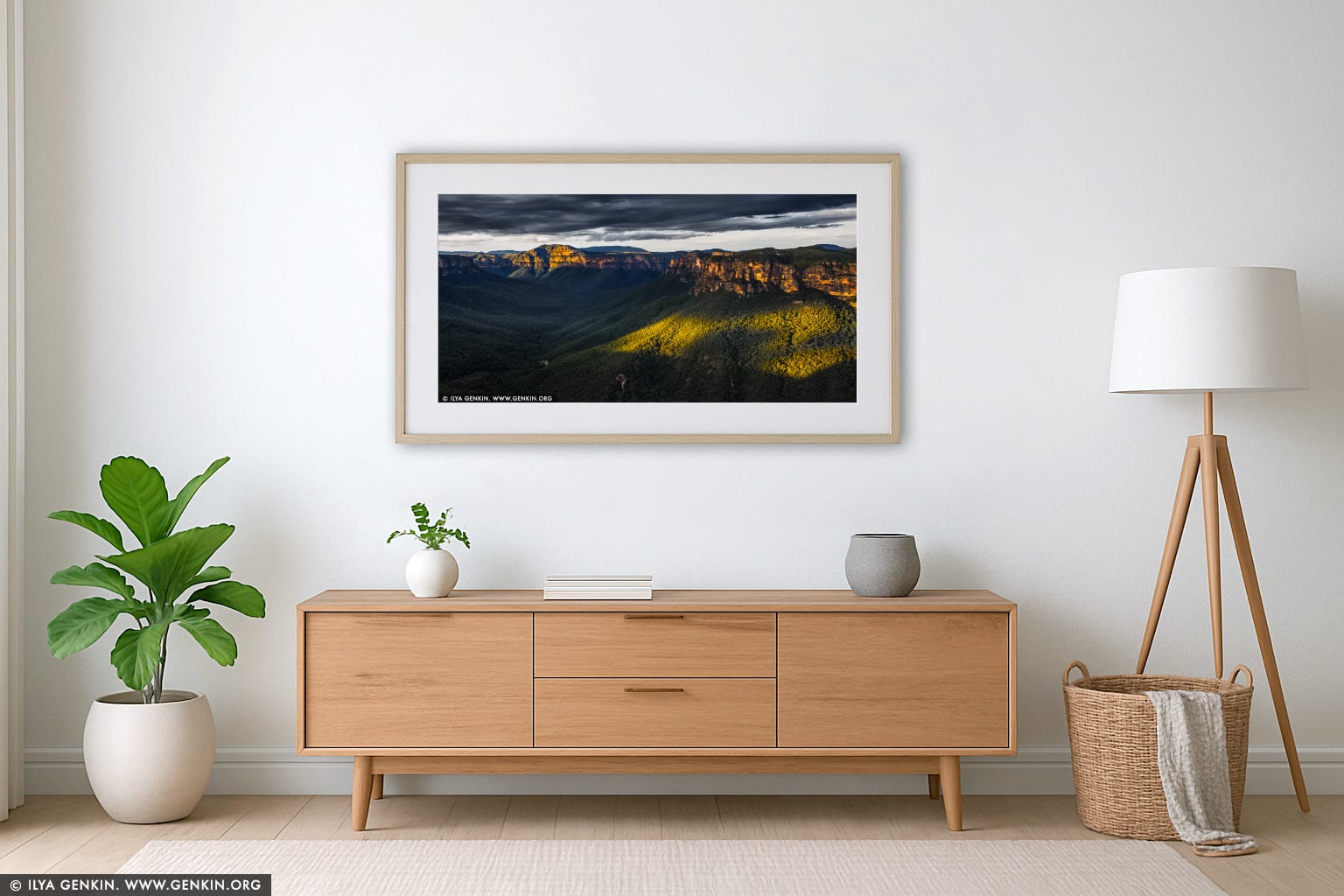 Grose Valley from Evans Lookout wall art in a minimalist living room interior