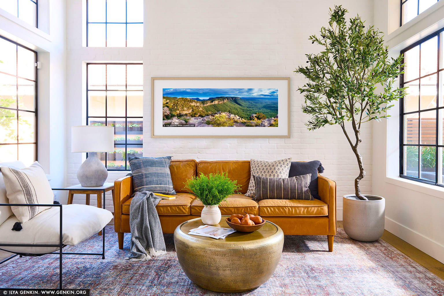 Narrow Neck and Megalong Valley wall art in a contemporary living room interior