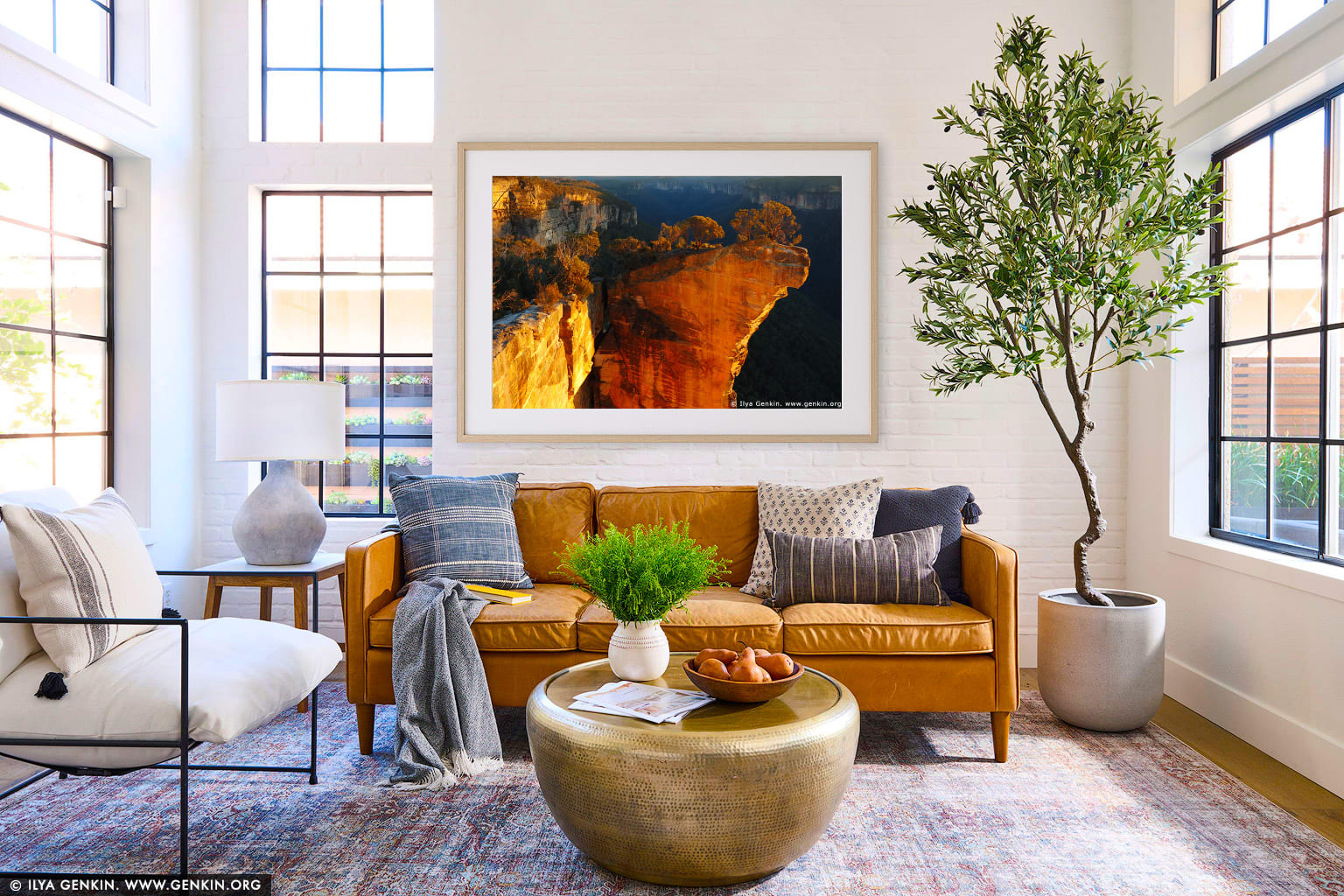 Hanging Rock at Dawn wall art in a luxury living room interior