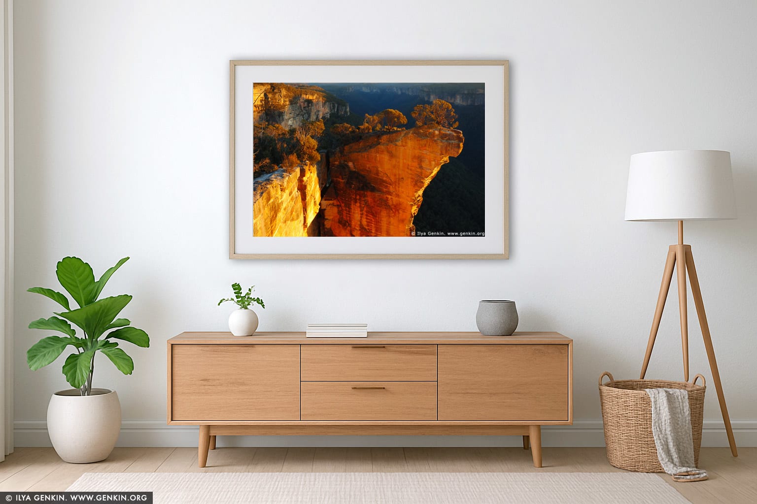 Hanging Rock at Dawn wall art in a modern living room interior