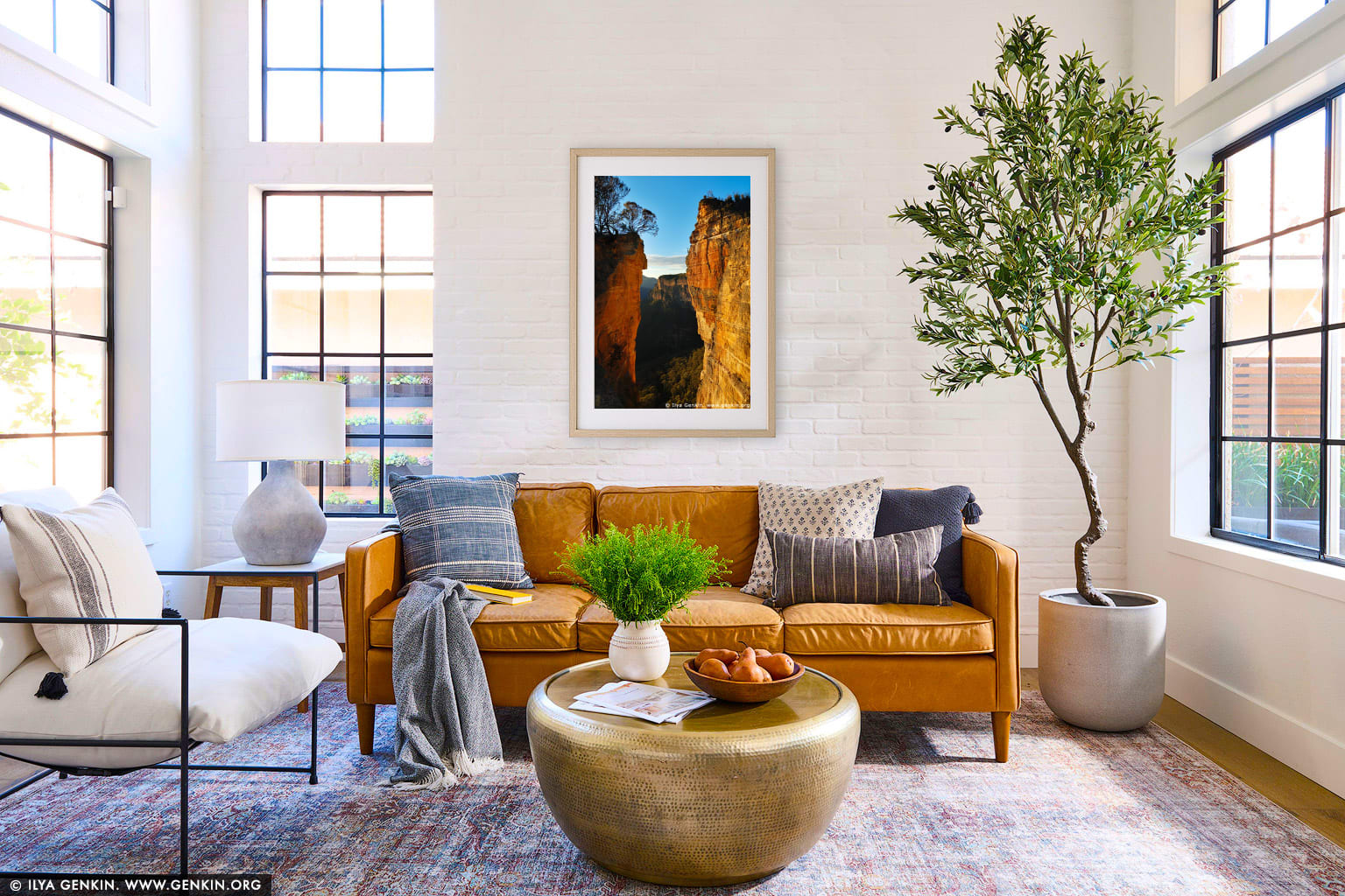 Hanging Rock at Dawn wall art in a modern living room interior