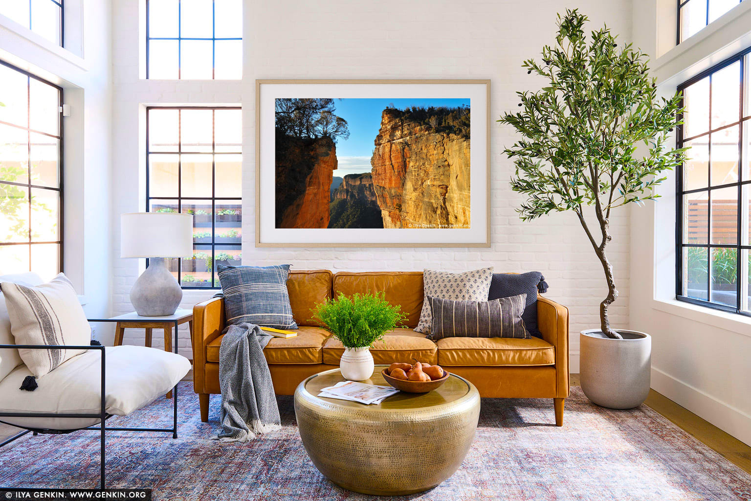 Hanging Rock at Dawn wall art in a contemporary living room interior