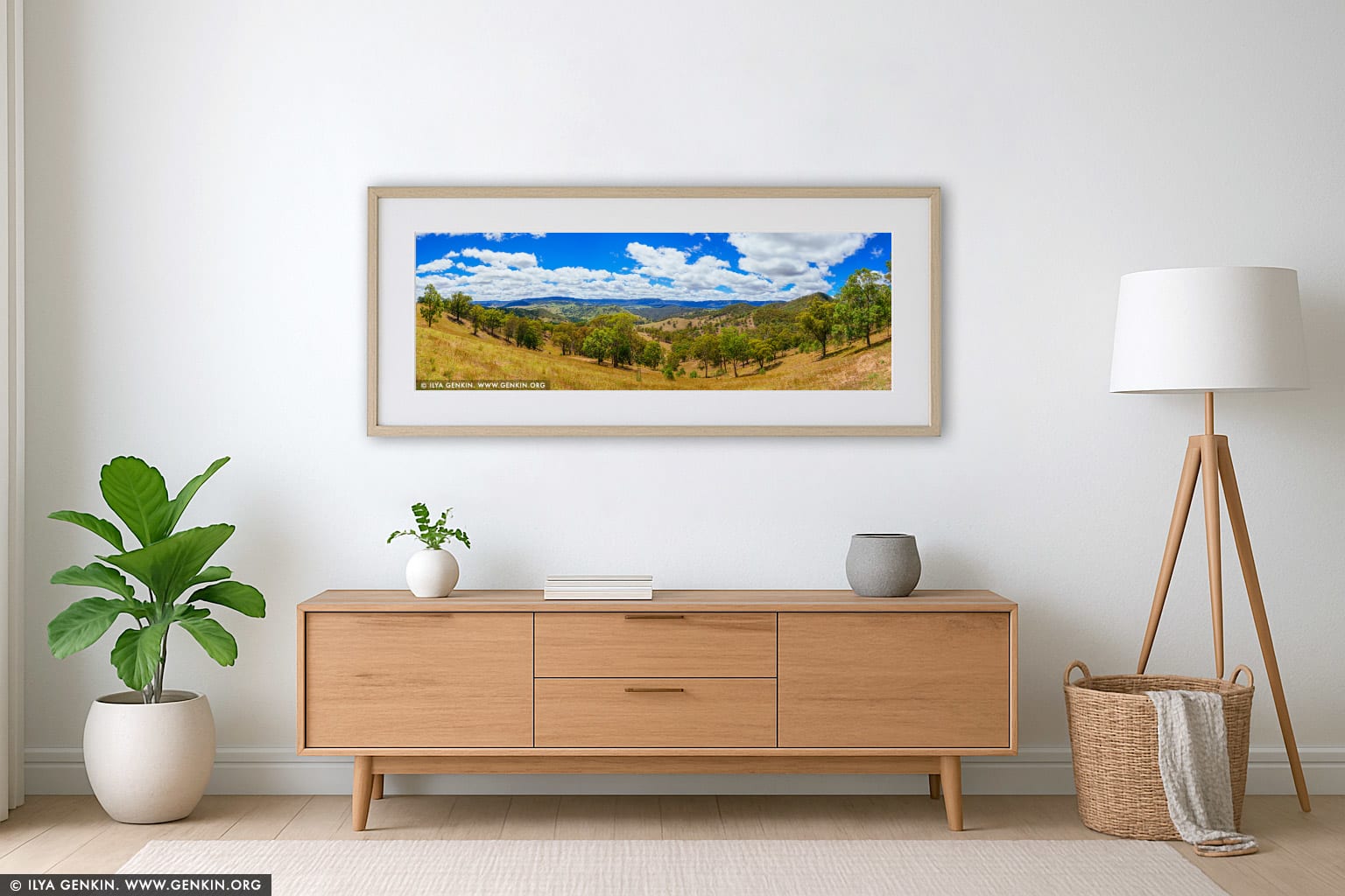 Megalong Valley along Coxs River wall art in a minimalist living room interior