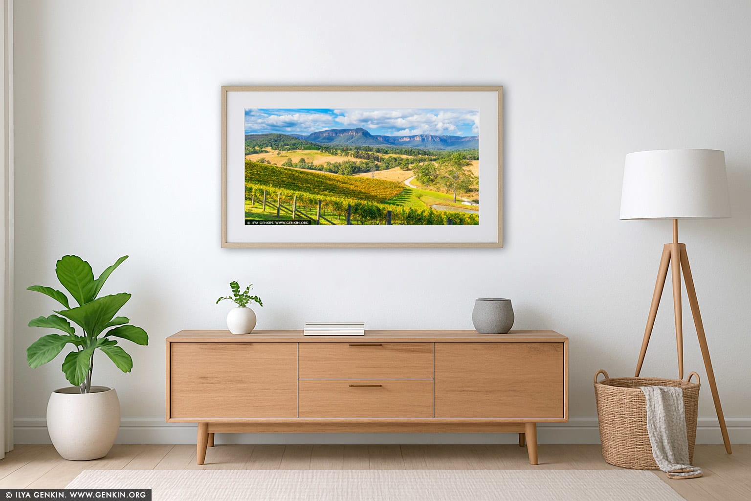 Dryridge Estate Winery and Megalong Valley at Sunset wall art in a luxury living room interior