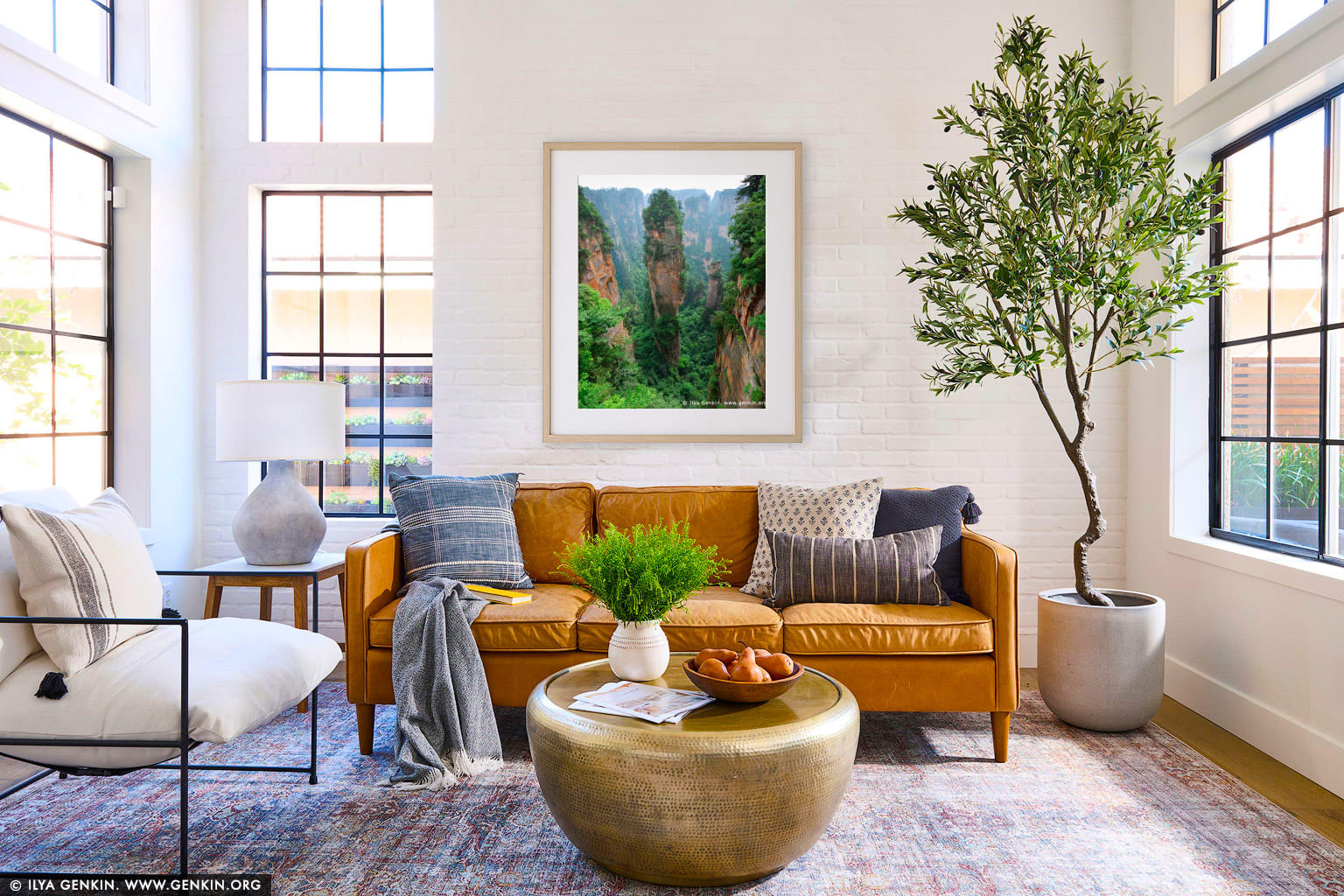 Avatar Hallelujah Mountain wall art in a luxury living room interior