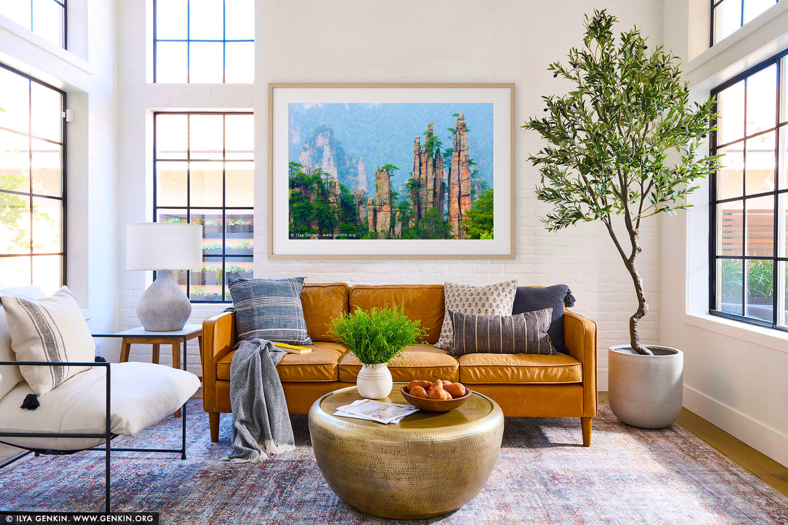 Imperial Emperor's Writing Brush Peak wall art in a modern living room interior