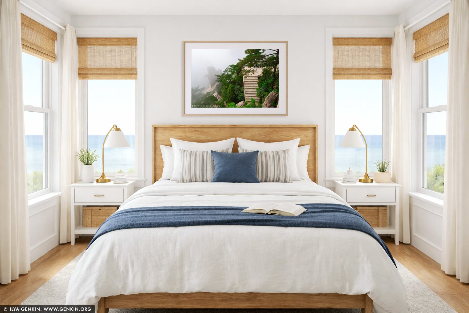 Stairway in Xihai (West Sea) Canyon wall art in a bedroom interior