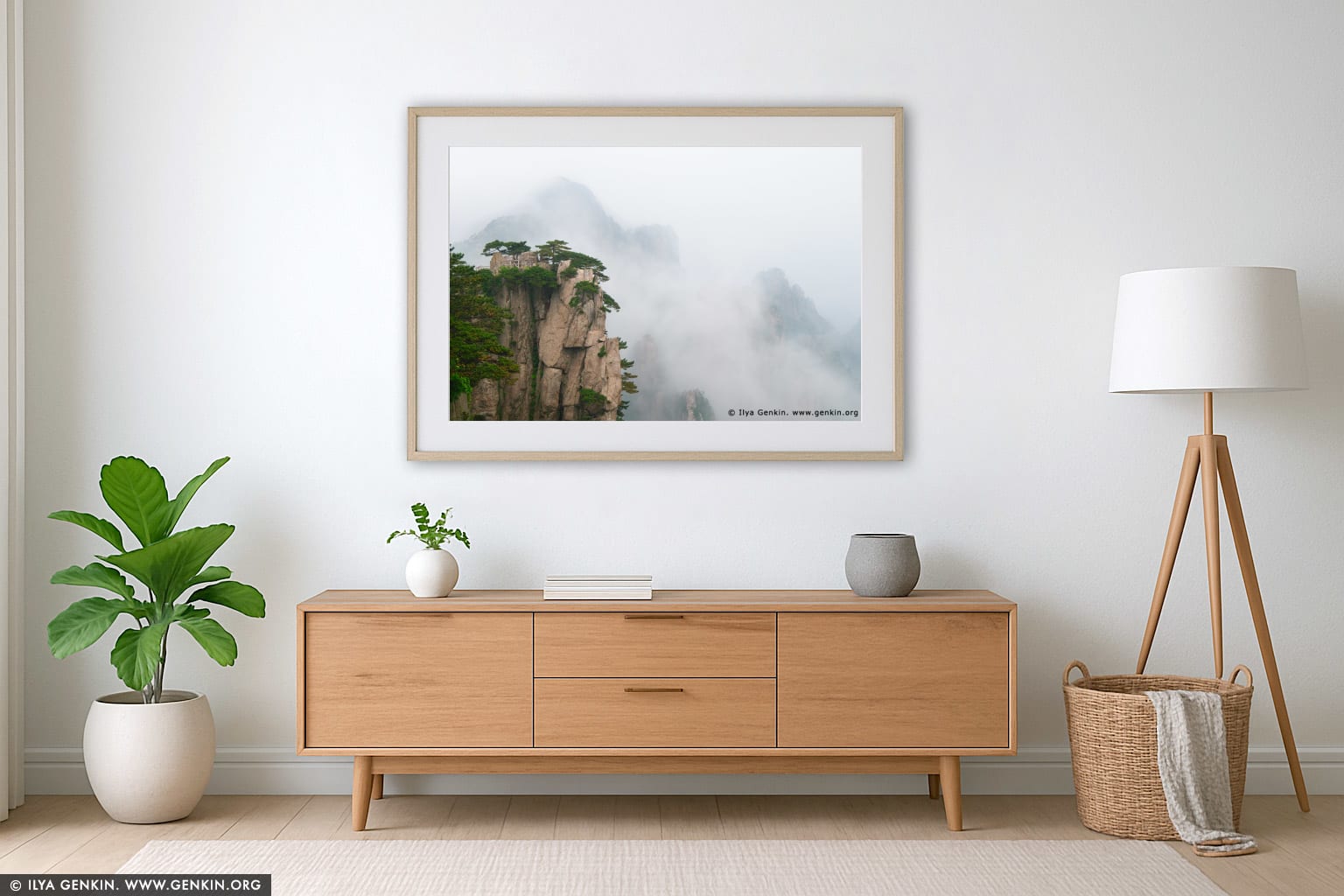 View from Beginning to Believe Lookout wall art in a luxury living room interior