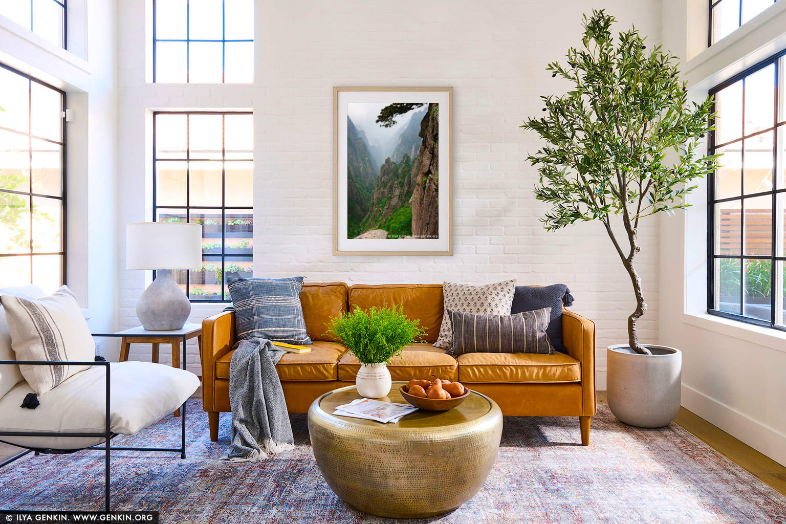 Looking Down Xihai (West Sea) Grand Canyon wall art in a contemporary living room interior