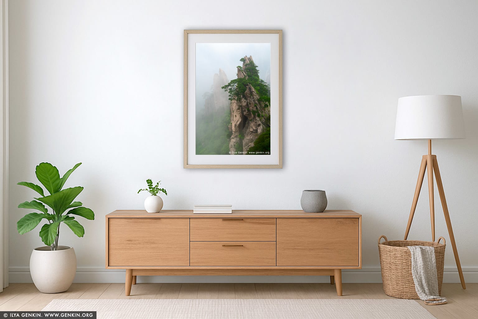 Double Scissors Peak View from Flying-over Rock Lookout wall art in a luxury living room interior