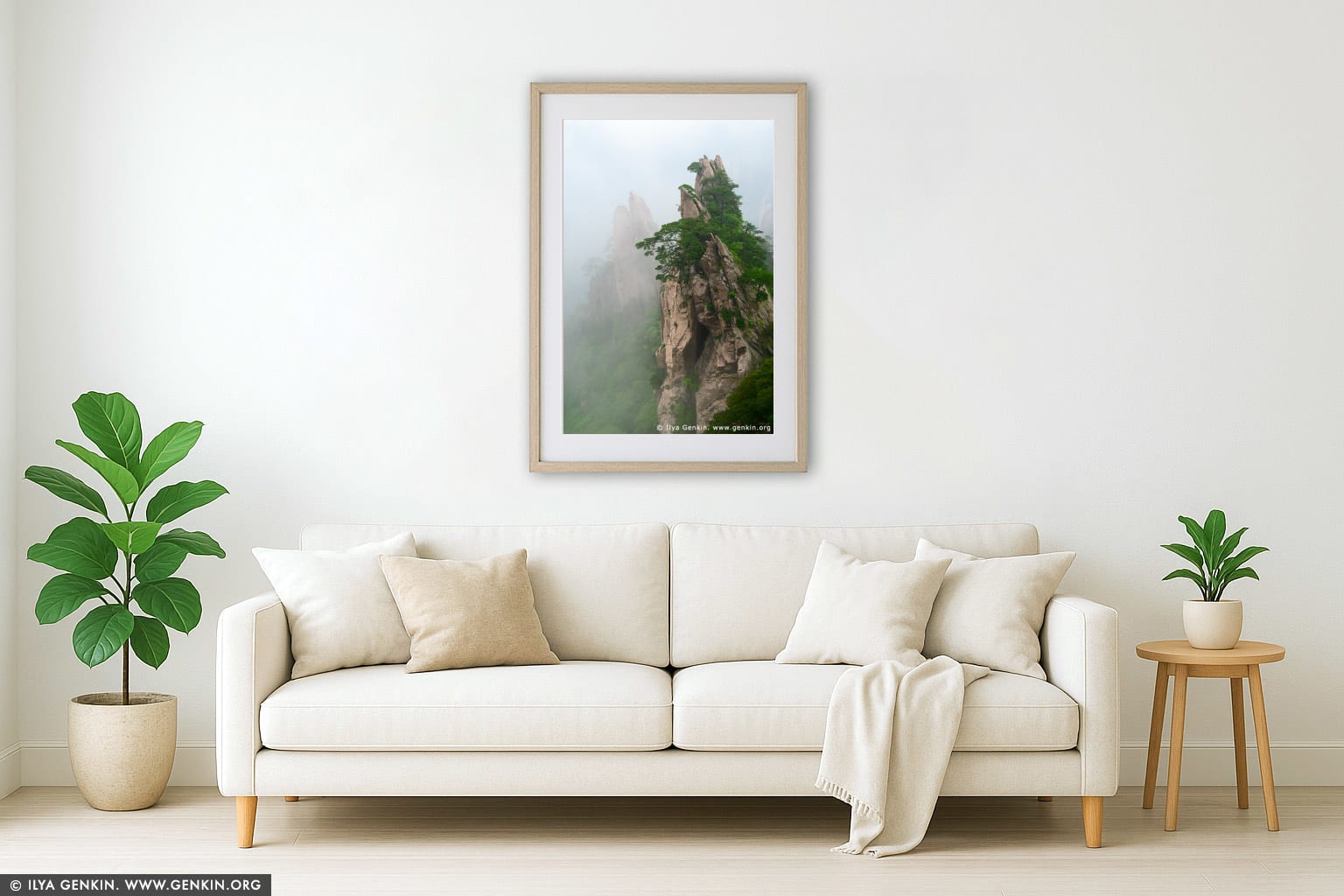 Double Scissors Peak View from Flying-over Rock Lookout wall art in a contemporary living room interior