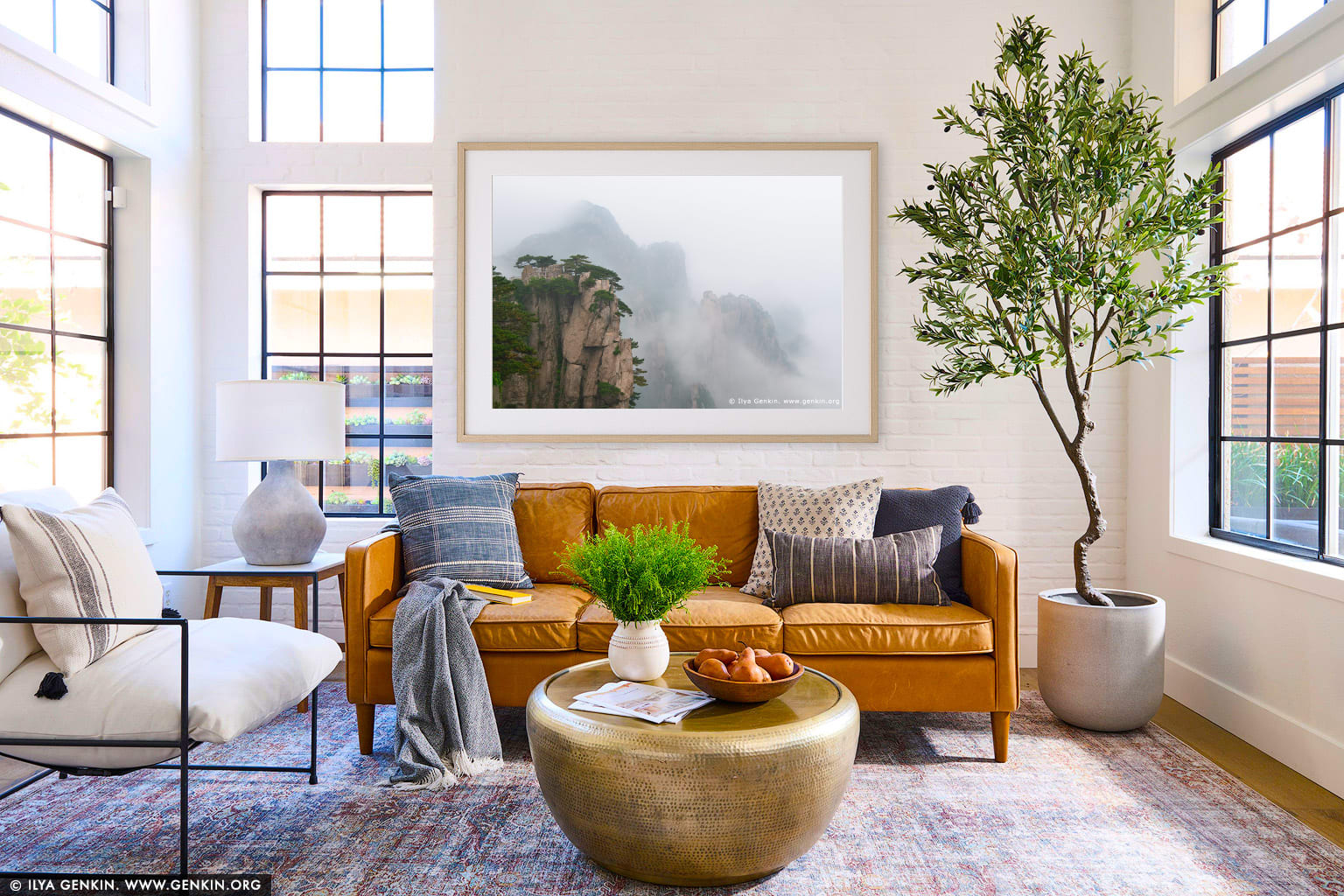 Clouds over Beihai (North Sea) Scenic Area wall art in a contemporary living room interior