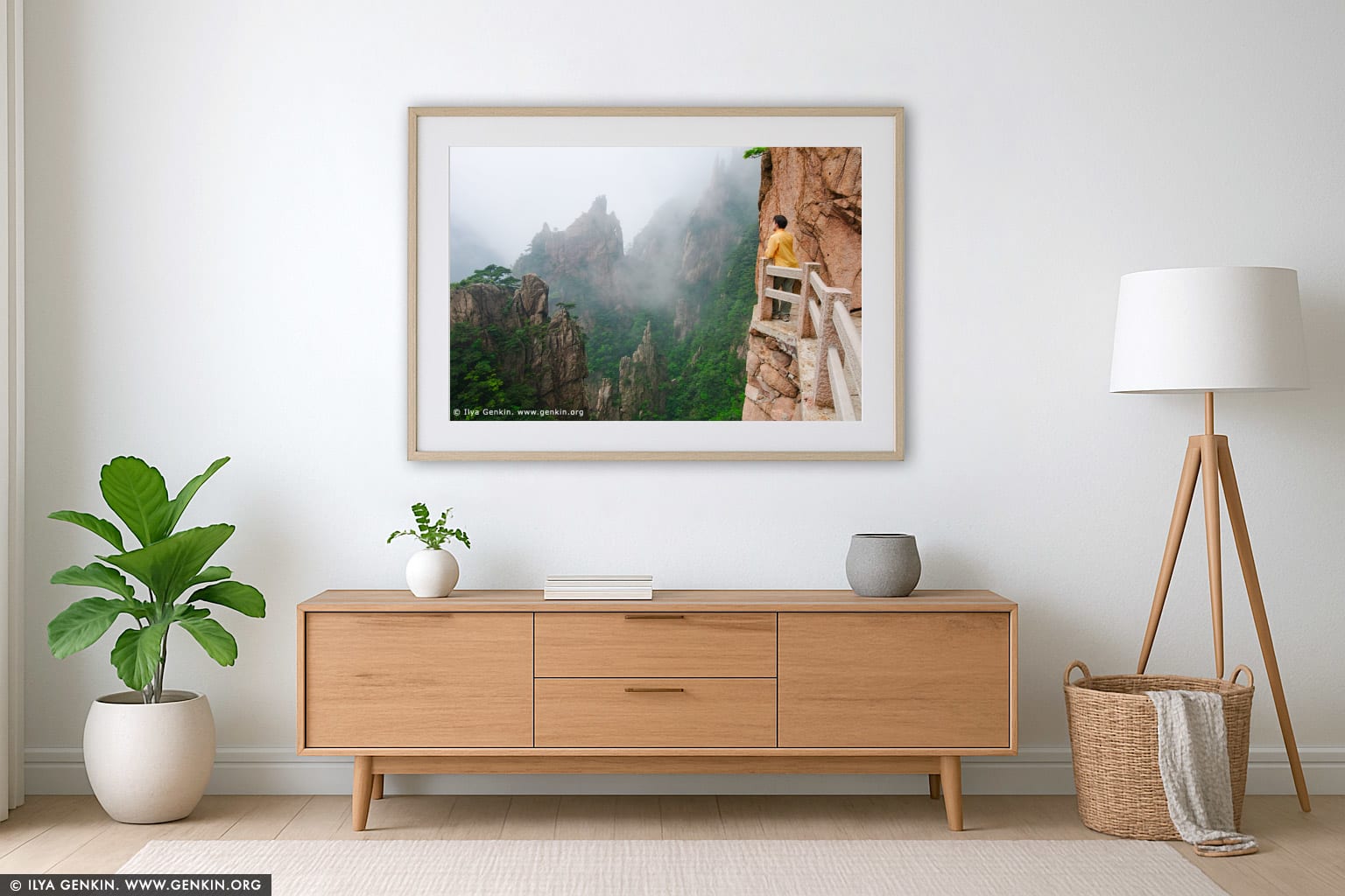 Looking Down Xihai (West Sea) Canyon wall art in a modern living room interior