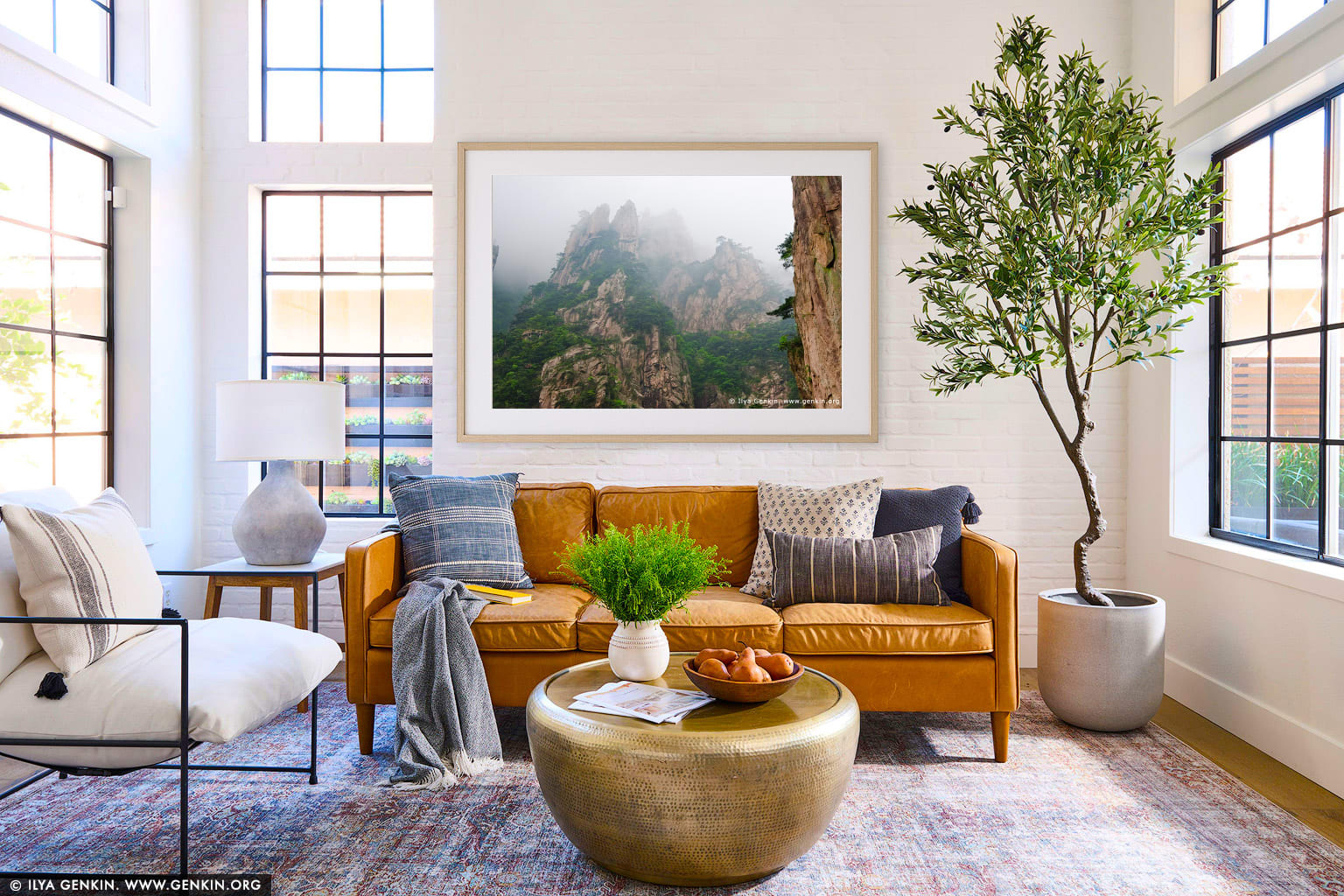 Looking Up from the Bottom of the Xihai (West Sea) Grand Canyon wall art in a luxury living room interior