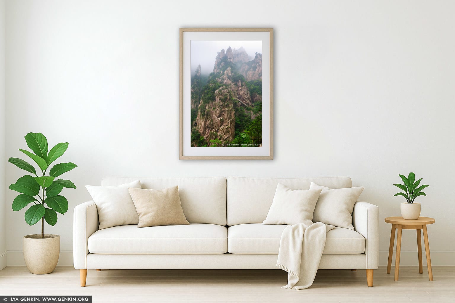 High Peaks of the Xihai (West Sea) Grand Canyon wall art in a luxury living room interior