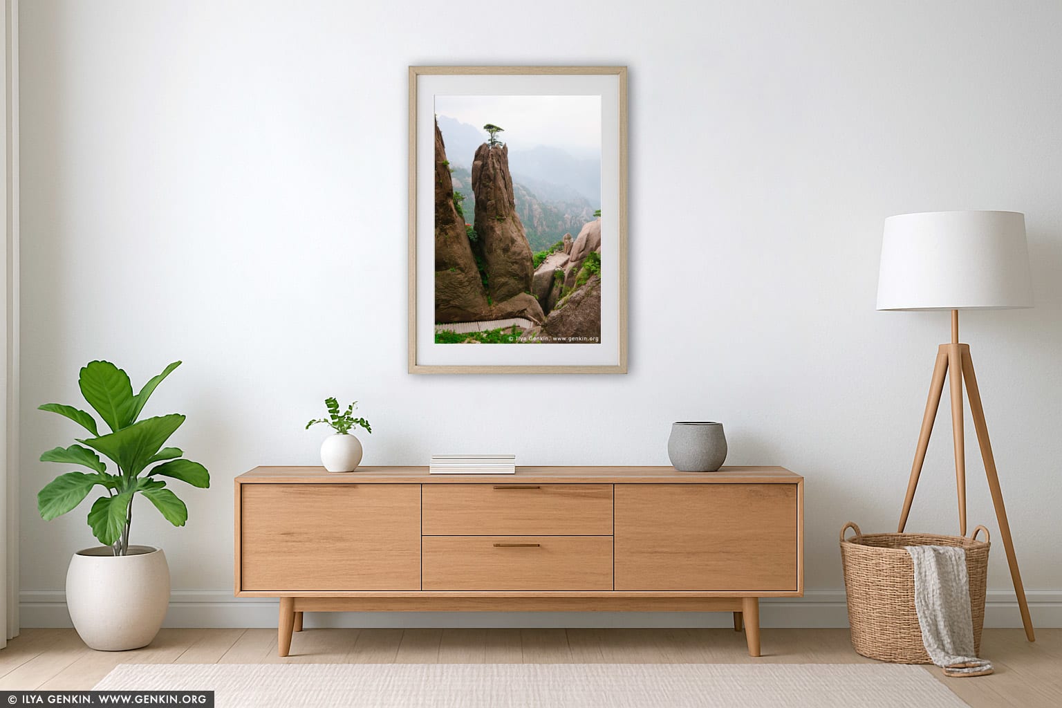 Hiking Up Above Fairy-walking Bridge wall art in a luxury living room interior