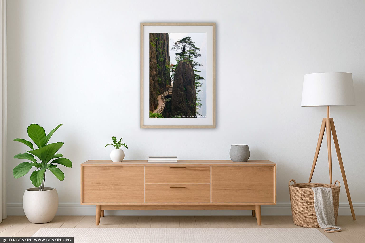 Stone Path in Xihai (West Sea) Grand Canyon wall art in a minimalist living room interior