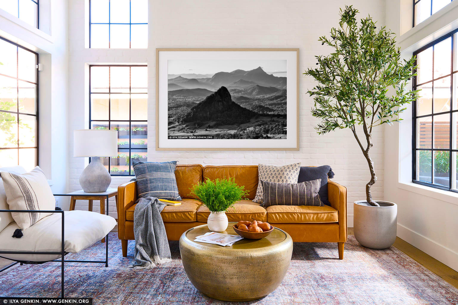 Mount Warning wall art in a luxury living room interior