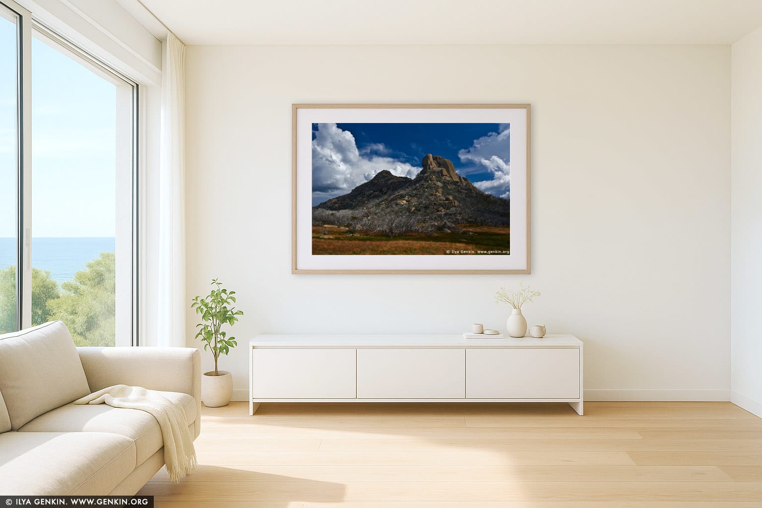 The Cathedral, Mount Buffalo National Park wall art in a luxury living room interior